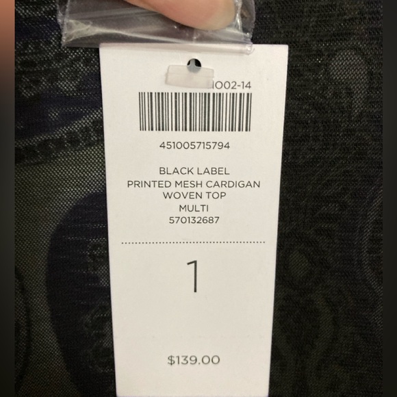 Chico's Black Label, Size 1 , Printed Mesh Cardigan, Woven Top Multi Color - Picture 10 of 13